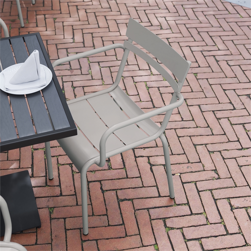 Flash Furniture Nash 2-Slat Indoor/Outdoor Modern Metal Chair in Silver