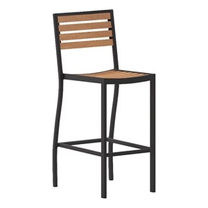 Flash Furniture Lark 28.25&quot Aluminum Armless Bar Stool in Teak Brown