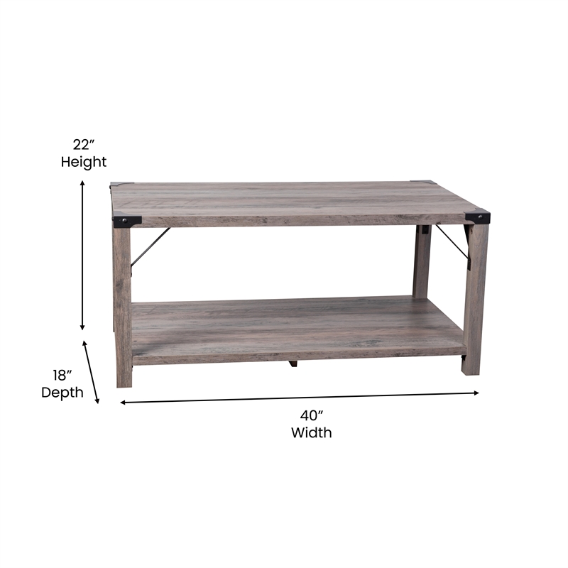 Flash Furniture Wyatt 2-Tier Engineered Wood Coffee Table in Gray Wash