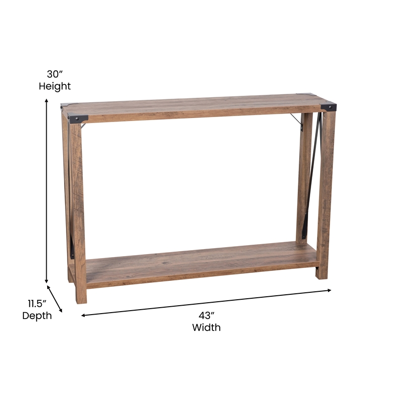 Flash Furniture Wyatt 2-Tier Engineered Wood Console Table in Rustic Oak