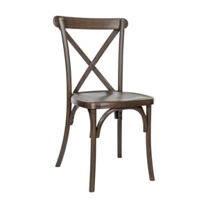 Indoor/Outdoor Commercial Grade Wood Look Resin Cross Back Chair in Dark Brown