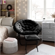 Flash Furniture Folding XL Faux Fur Saucer Chair with Ottoman - Black/Black