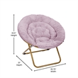 Folding XL Faux Fur Saucer Chair with Ottoman - Dusty Purple/Soft Gold
