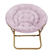 Folding XL Faux Fur Saucer Chair with Ottoman - Dusty Purple/Soft Gold