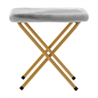 Folding XL Faux Fur Saucer Chair with Ottoman - Gray/Soft Gold
