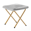 Folding XL Faux Fur Saucer Chair with Ottoman - Gray/Soft Gold