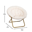 Folding XL Faux Shearling Saucer Chair with Ottoman - Ivory/Soft Gold