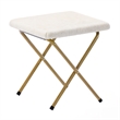Folding XL Faux Shearling Saucer Chair with Ottoman - Ivory/Soft Gold