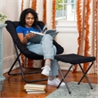 Oversized Folding Faux Fur Saucer Chair with Ottoman - Black/Black