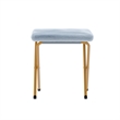 Oversized Folding Faux Fur Saucer Chair with Ottoman - Dusty Aqua/Soft Gold