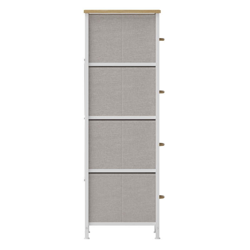 Flash Furniture 4 Drawer Dresser in Oak Wood Top/White Iron Frame/Beige Drawers