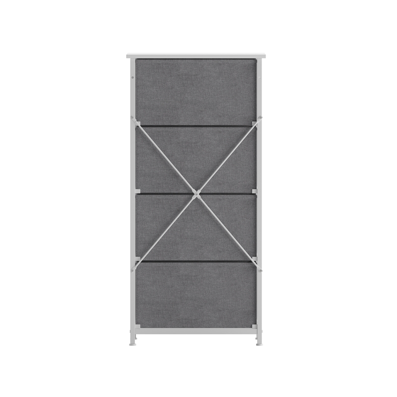Flash Furniture 4 Drawer Dresser in White Wood Top/Gray