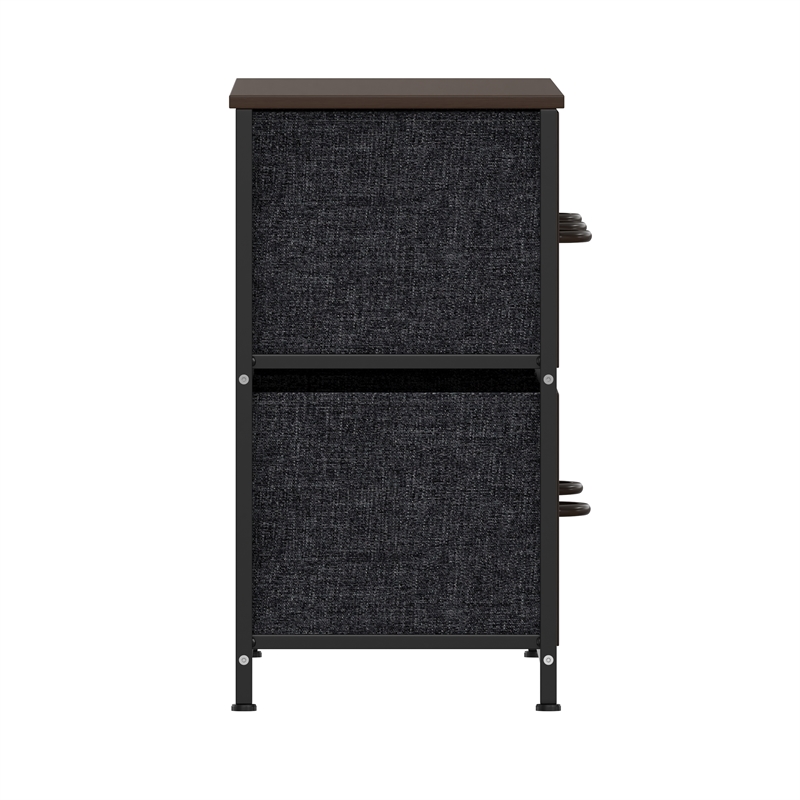 4 Drawer Dresser-Brown Wood Top/Black Iron Frame/Brown Drawers - Brown Handles