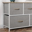5 Drawer Dresser-Oak Wood Top/White Iron Frame/Beige Drawers with White Handles