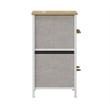 5 Drawer Dresser-Oak Wood Top/White Iron Frame/Beige Drawers with White Handles
