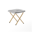 Oversized Folding Faux Fur Saucer Chair with Ottoman - Gray/Soft Gold
