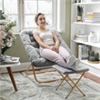 Oversized Folding Faux Fur Saucer Chair with Ottoman - Gray/Soft Gold
