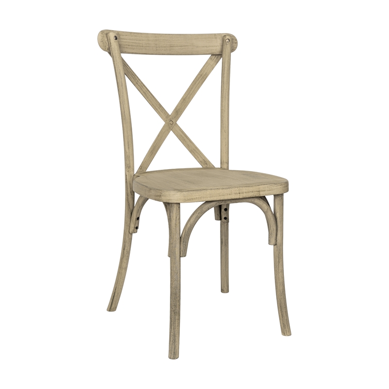 Indoor/Outdoor Commercial Grade Wood Look Resin Cross Back Chair in Light Oak