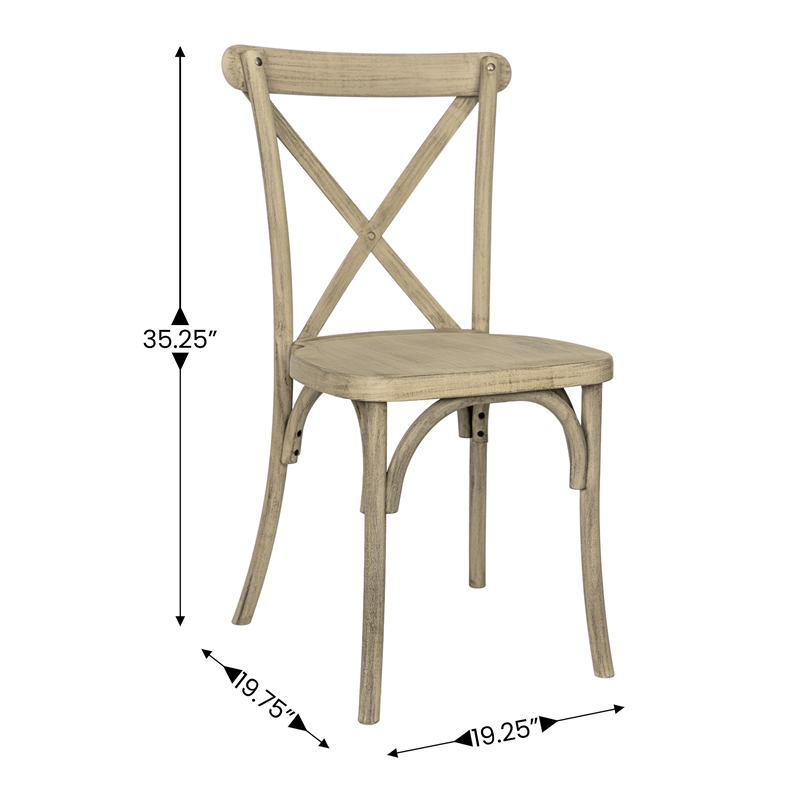 Indoor/Outdoor Commercial Grade Wood Look Resin Cross Back Chair in Light Oak