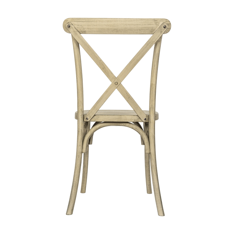 Indoor/Outdoor Commercial Grade Wood Look Resin Cross Back Chair in Light Oak