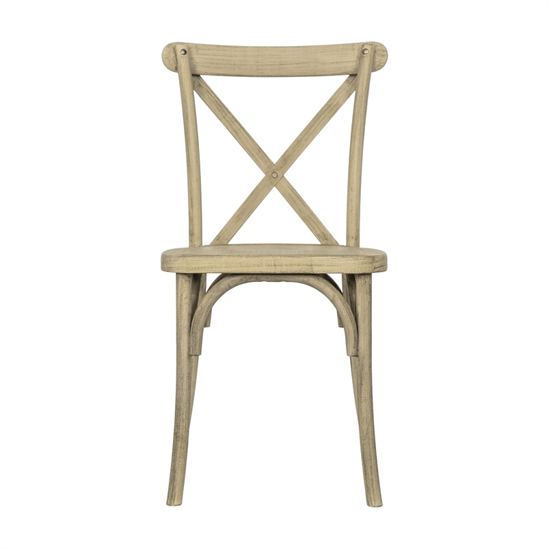Indoor/Outdoor Commercial Grade Wood Look Resin Cross Back Chair in Light Oak