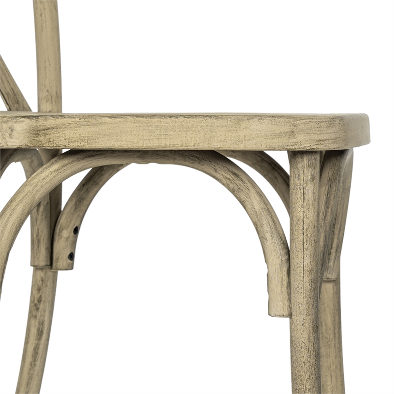 Indoor/Outdoor Commercial Grade Wood Look Resin Cross Back Chair in Light Oak