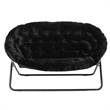 Folding Faux Fur Double Saucer Chair with Steel Frame - Black/Black