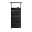3 Fabric Drawer Nightstand with 2 USB Port/1 Outlet Charging Station in Charc/Bk