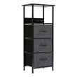3 Fabric Drawer Nightstand with 2 USB Port/1 Outlet Charging Station in Charc/Bk