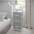 3 Fabric Drawer Nightstand with 2 USB Port/1 Outlet Charging Station in Gray/Wht