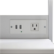 3 Fabric Drawer Nightstand with 2 USB Port/1 Outlet Charging Station in Gray/Wht