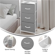 3 Fabric Drawer Nightstand with 2 USB Port/1 Outlet Charging Station in Gray/Wht