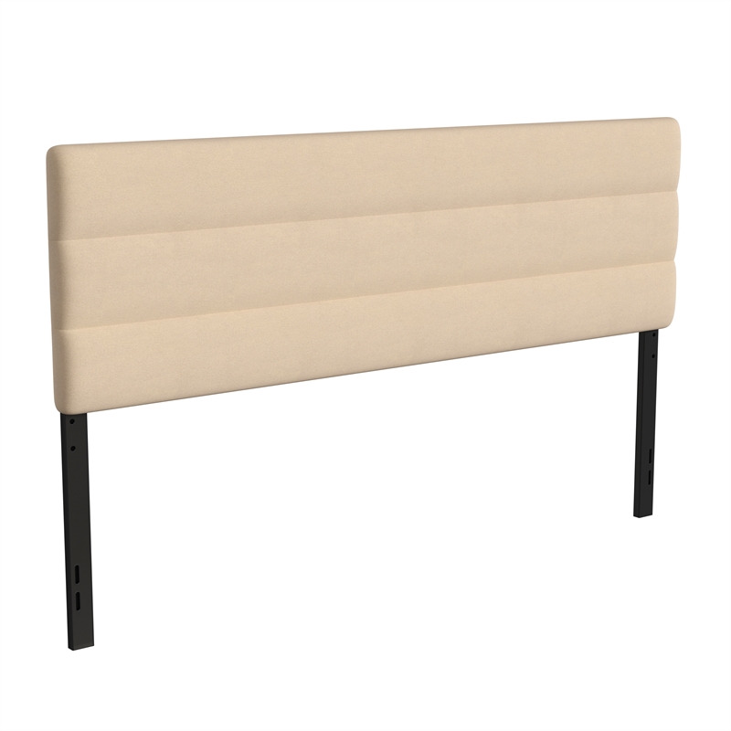 Universal Fit Tufted Upholstered Headboard in Cream Fabric - King