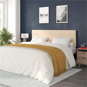 Universal Fit Tufted Upholstered Headboard in Cream Fabric - King