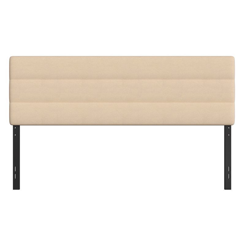 Universal Fit Tufted Upholstered Headboard in Cream Fabric - King