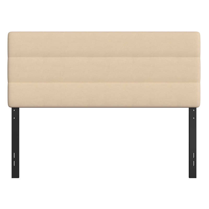 Universal Fit Tufted Upholstered Headboard in Cream Fabric - Queen