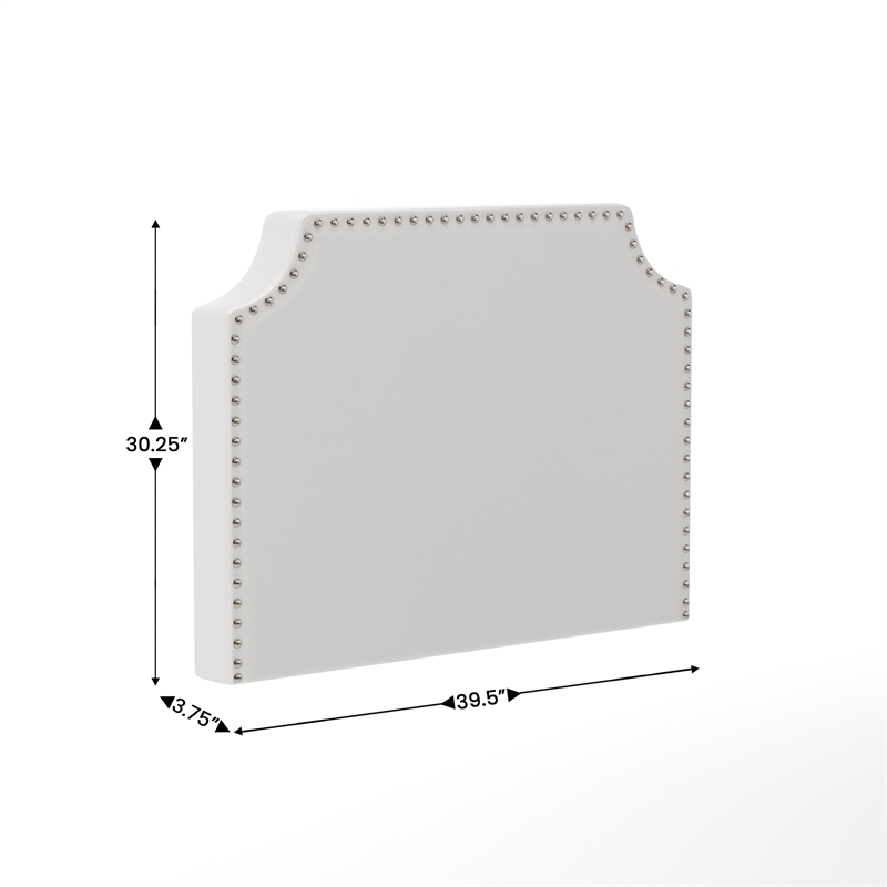 Contoured Twin Headboard with 2 Power Outlets 1 USB and 1 USB-C Port in White