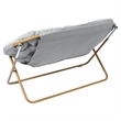 Folding Faux Fur Double Saucer Chair with Steel Frame - Gray/Soft Gold