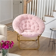 Folding XL Faux Fur Saucer Chair for Dorm or Bedroom - Blush/Soft Gold