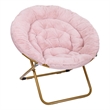 Folding XL Faux Fur Saucer Chair for Dorm or Bedroom - Blush/Soft Gold