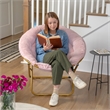 Folding XL Faux Fur Saucer Chair for Dorm or Bedroom - Blush/Soft Gold