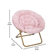 Folding XL Faux Fur Saucer Chair for Dorm or Bedroom - Blush/Soft Gold