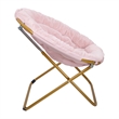 Folding XL Faux Fur Saucer Chair for Dorm or Bedroom - Blush/Soft Gold