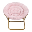 Folding XL Faux Fur Saucer Chair for Dorm or Bedroom - Blush/Soft Gold