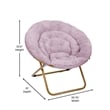 Folding XL Faux Fur Saucer Chair for Dorm or Bedroom - Dusty Purple/Soft Gold