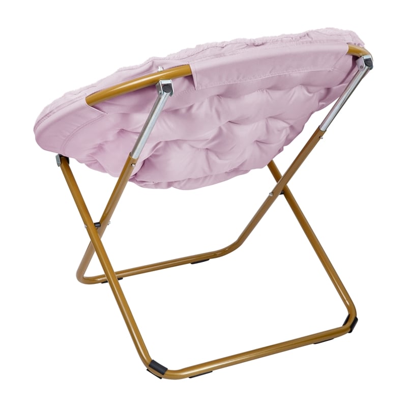 Folding XL Faux Fur Saucer Chair for Dorm or Bedroom - Dusty Purple/Soft Gold