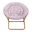 Folding XL Faux Fur Saucer Chair for Dorm or Bedroom - Dusty Purple/Soft Gold