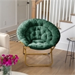 Folding XL Faux Fur Saucer Chair for Dorm or Bedroom - Emerald/Soft Gold