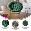 Folding XL Faux Fur Saucer Chair for Dorm or Bedroom - Emerald/Soft Gold