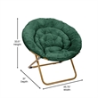Folding XL Faux Fur Saucer Chair for Dorm or Bedroom - Emerald/Soft Gold